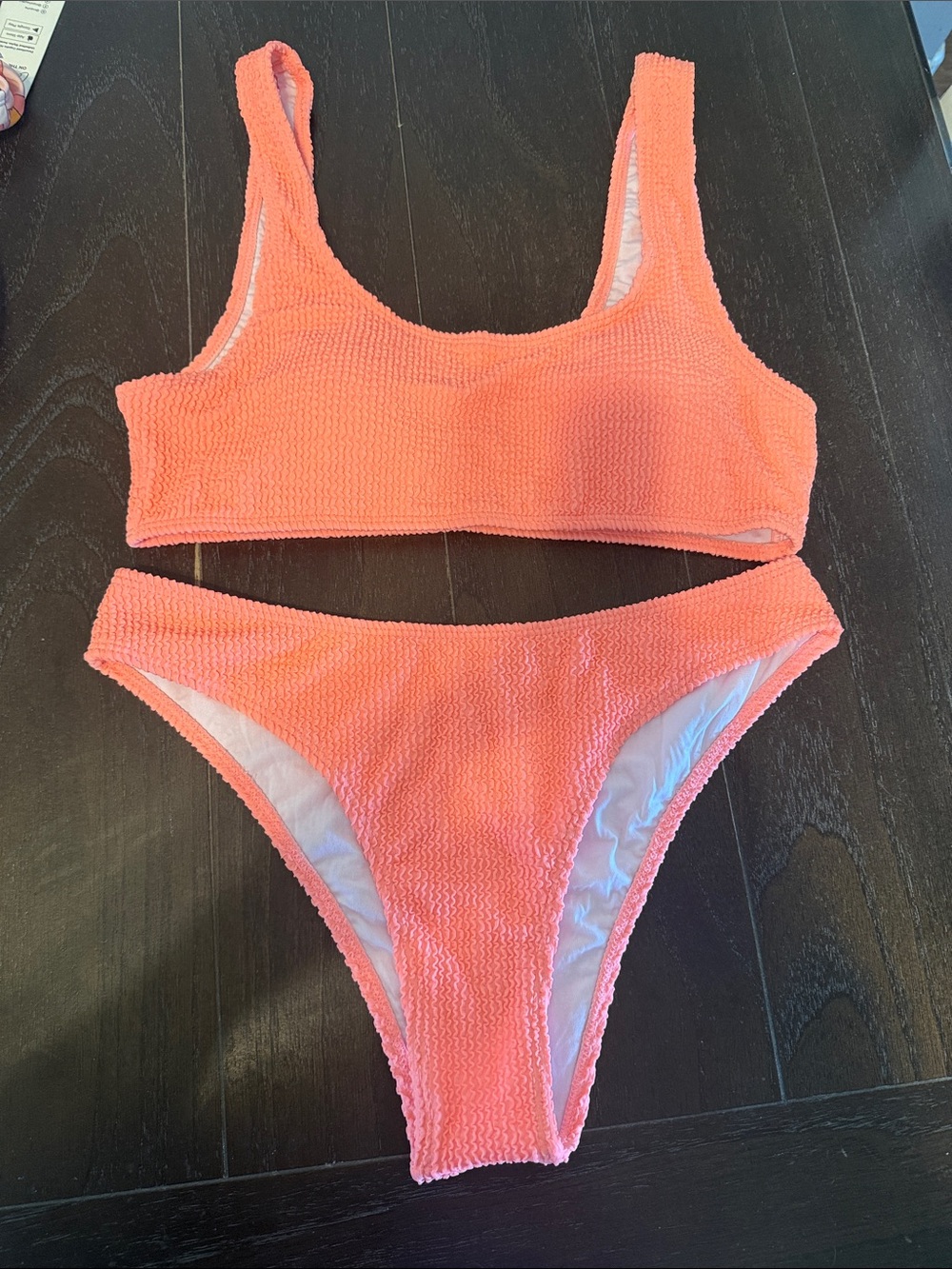 Textured Coral Bikini Set